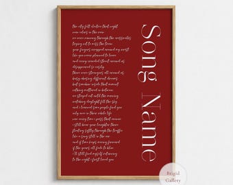 Personalized Song Lyrics Wall Art, Custom Romantic Typography Print, Music Wall Decor, P-145