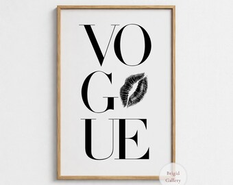 Vogue Typography Poster, Fashion Wall Art, Fashion Lover Gift, Lips Decor, P-146