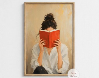 Woman Reading Book Poster, Cozy Minimalist Wall Art, Book Lover Print, Modern Portrait, P-143