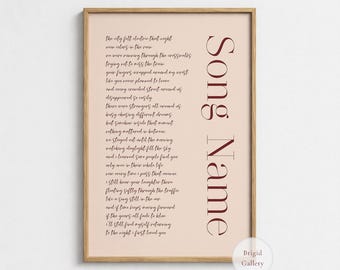 Custom Song Lyrics Print, Personalized Music Poster, Minimalist Quote Wall Art, P-145
