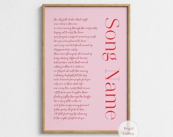 Custom Song Lyrics Print, Personalized Music Poster, Romantic Typography Wall Art, P-145