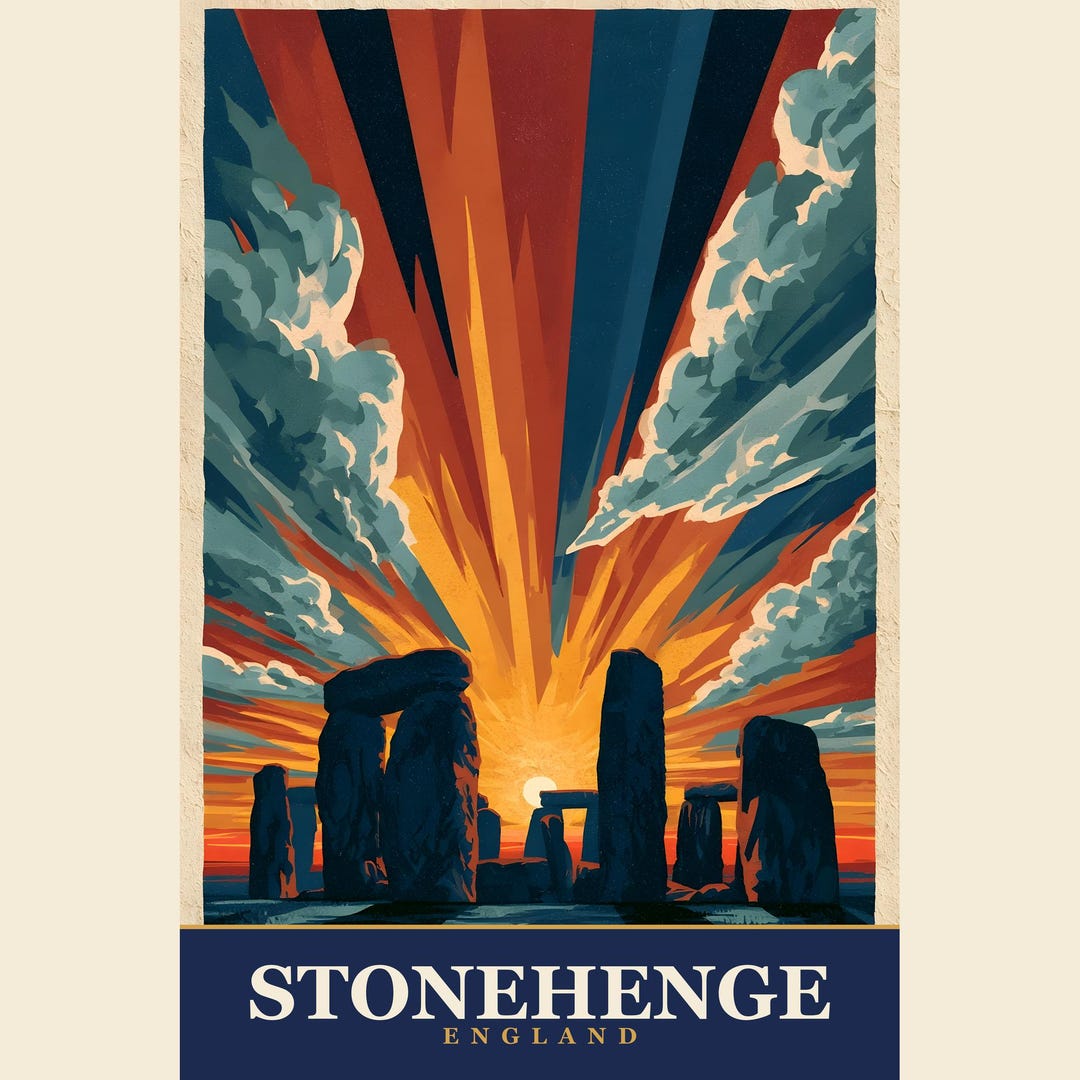 Stonehenge Travel Poster Vintage Wall Art Print - Etsy