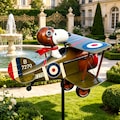Retro Pilot Puppy Airplane Garden Wind Spinner, Metal Biplane Yard Decor, Metal Garden Wind Spinner, Kinetic Yard Art product logo