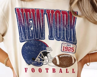 New York City Football Vintage 90s T-Shirt, NY Giant Mascot Tee, Retro Football Apparel