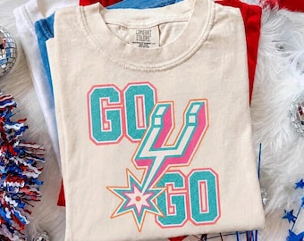 Vintage Go Spurs Go Comfort Colors Shirt, San Antonio Basketball Fan Tee, Spurs Game Day Shirt, Retro Basketball Team Spirit Gift