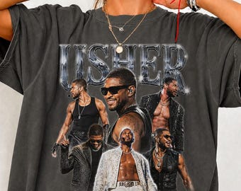 Usher Tour Tee, Vintage Concert Shirt, R&B Music Lover Gift, 90s Style Graphic Tee