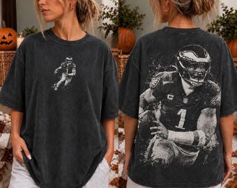 Jalen Hurts Shirt, Philadelphia Eagles #1 Vintage Football Tee, Two Sided Hurts Graphic Shirt, Eagles Fan Gift
