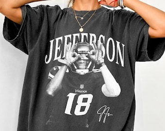 Justin Jefferson Football T-Shirt, Vintage Game Day Graphic Tee, Minnesota Vikings Fan Gift