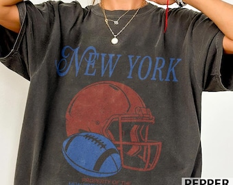 New York Football Vintage T-Shirt, Retro 90s Giants Game Day, Big Blue Fan Gift