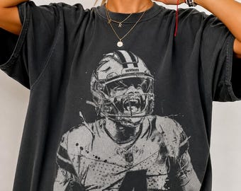 Dak Prescott Shirt, Dallas Cowboys #4 Vintage Football Tee, Retro Quarterback Graphic Shirt, Cowboys Fan Gift, Game Day Tee