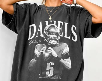 Jayden Daniels Football Tee, Vintage Game Day Shirt, Commanders NFL Fan Gift