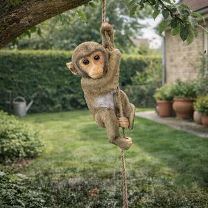 Hanging Monkey Garden Statue, Climbing Resin Monkey Decor, Tree Hanging Ornament, Outdoor Yard Sculpture, Patio Garden Decor, Monkey Lover G