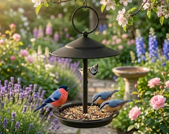 Vaschetta per uccelli sospesa in acciaio inox, vassoio per mangiatoia da esterno, stazione d'acqua per uccelli da giardino, decorazione per uccelli da patio e cortile, mangiatoia sospesa