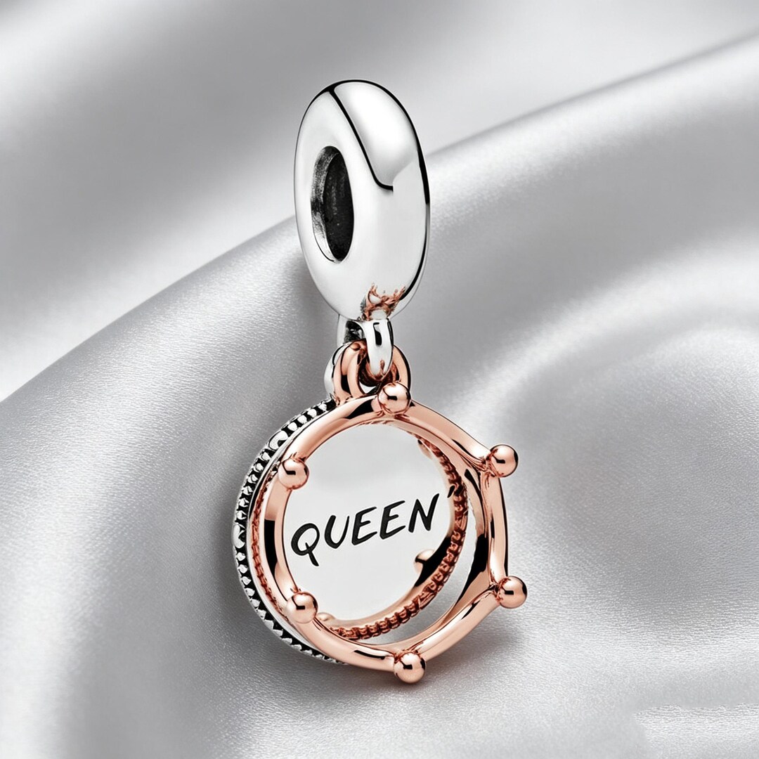 Queen and Regal Crown Dangle Charm,925 Sterling Silver Charm | Cute ...