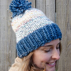 Women\'s French Style Double Layer Warm and Soft Knitted Beanie Hat Denim Blue Womens Denim Blue Winter Hat - Etsy - Page 2 main image 2