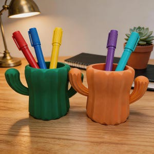 Kaktus Stifthalter niedlich Schreibtisch Organizer Pflanzenliebhaber Geschenk Ästhetik Bleistiftbecher Einzigartiges Make-up Pinsel Halter Grün Büro Dekor Sukkulenten Pflanzer