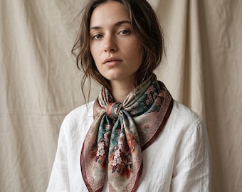Faux Seide Vintage Floral großes quadratisches Tuch 55 in für Abend-Schichtung