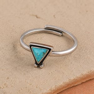 Sterling Silver Ring, Hanale Turquoise Triangle, Adjustable Southwestern