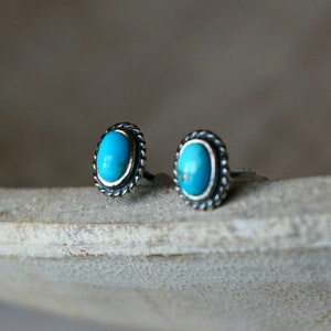 Fala Silver Earrings, Turquoise Stud Earrings, Sterling Silver Boho Jewelry, Genuine Gemstone Earring, December Birthstone, Anniversary gift
