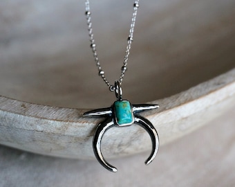 Naja Sterling Silver Pendant Necklace December Birthstone Genuine Turquoise jewelry Native America Jewelry For Women unique gift