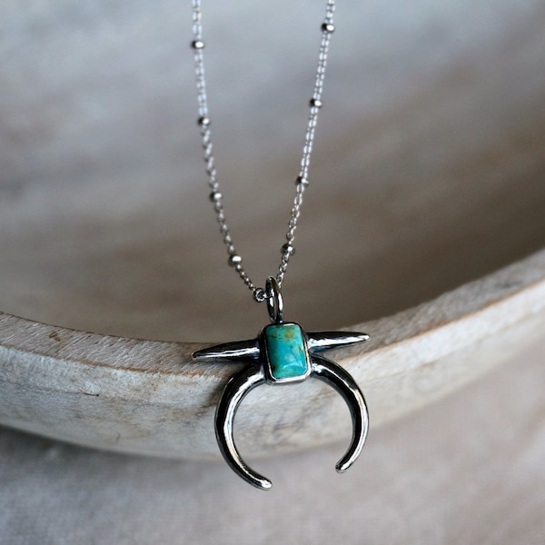 Naja Sterling Silver Pendant Necklace December Birthstone Genuine Turquoise jewelry Native America Jewelry For Women unique gift