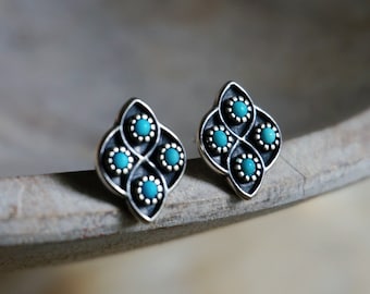 Lucia turquoise Earrings, 925 Silver Earrings, Turquoise Stud Earrings, Boho Earrings, Turquoise Jewelry, Birthday Gift, Anniversary Gift