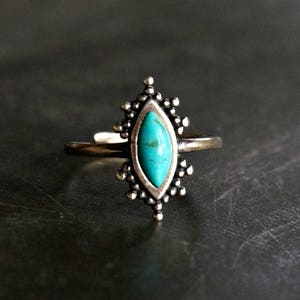 Sterling Silver Ring, Kal Kingman Turquoise, Adjustable Southwestern Turquoise
