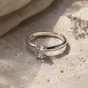 Herkimer Diamond Ring, Raw Sterling Silver Crystal Ring, Boho Bridal Engagement Jewelry