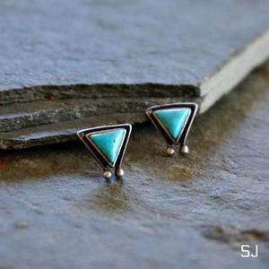 Hanale Genuine Turquoise Stud Earrings, Sterling Silver Jewelry, December Birthstone Earrings, Bohemian Turquoise Jewelry, Gift for Women