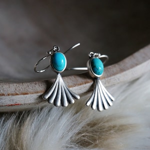 Prayer Sterling Silver Turquoise Earrings, Boho Jewelry, Handmade Birthstone Earrings for Women, Gratitude Gift, Birthday / Anniversary Gift