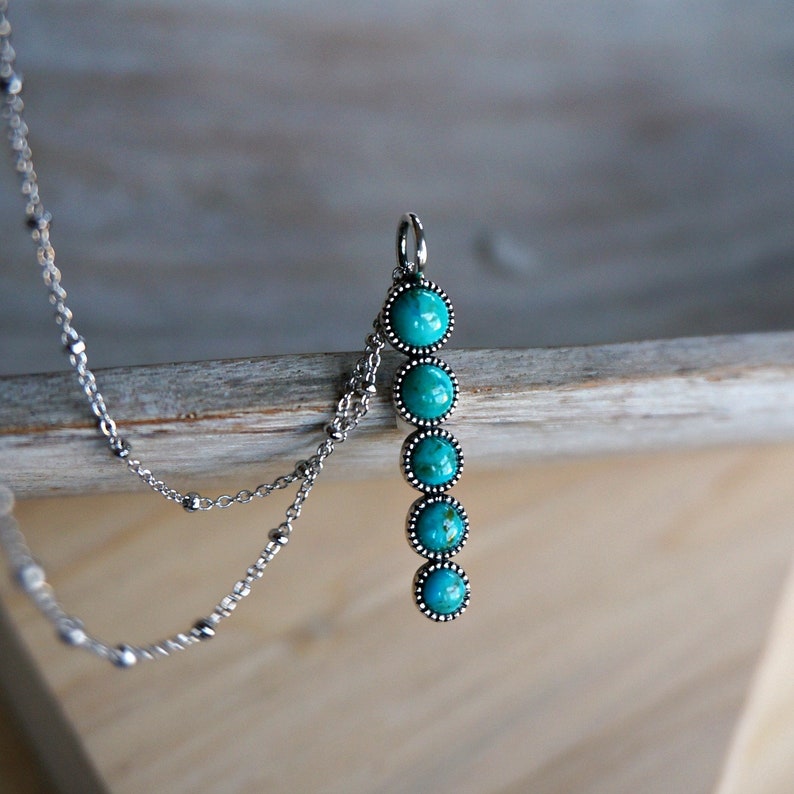 Ilaria Silver Necklace, Layer Necklace, Turquoise Necklace, Dainty Necklace, Birthstone necklace, Anniversary gift, Turquoise jewelry 18”