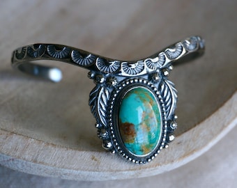 Abai Turquoise Bracelet Silver Bangle Cuff Gemstone Jewelry for women gift Birthstone Native American Western Jewelry Anniversary Gift