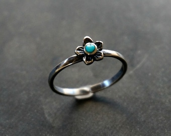 Plumeria Flower Turquoise Ring 925 Sterling Silver Gift for women December birthstone Turquoise Jewelry dainty Sterling Silver ring