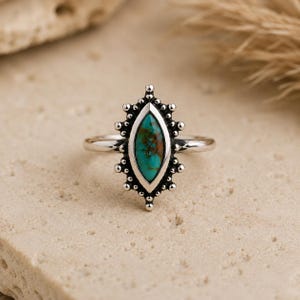 Sterling Silver Ring, Kal Kingman Turquoise, Adjustable Southwestern image 2