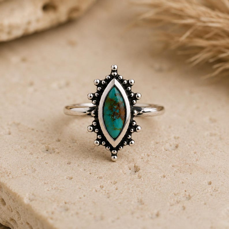 Sterling Silver Ring, Kal Kingman Turquoise, Adjustable Southwestern image 2