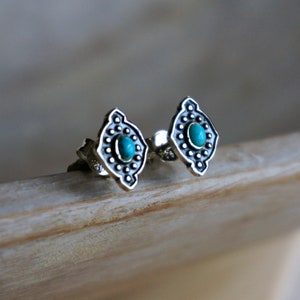 Yana Silver Earrings, Turquoise Earrings, Stud Earrings, Boho Earrings, Gemstone Earrings, Birthday Gift, Anniversary gift,Turquoise jewelry image 3