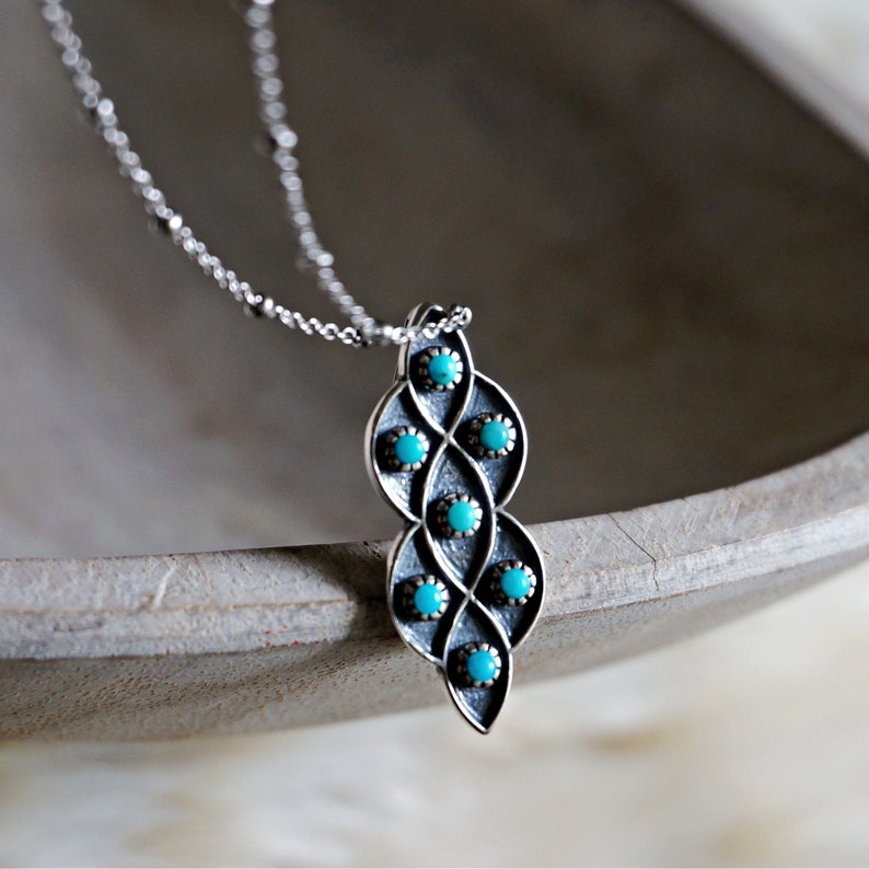 Lucia Turquoise pendant sterling silver necklace western jewelry