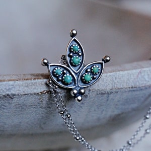 Sterling Silver Cactus Turquoise Pendant Necklace, Genuine December Birthstone Jewelry, Dainty Necklace for Women, Meaningful Gift of Love
