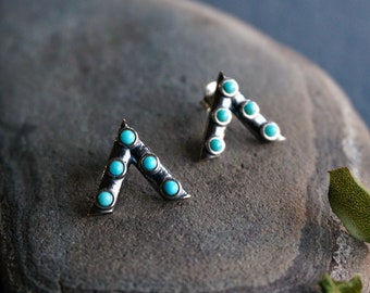 Jacy Sterling Silver Earrings, Turquoise Earrings, Stud Earrings, Boho Earrings, Delicate Earrings, birthday gift, Anniversary gift
