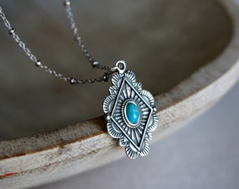 Leif Turquoise Jewelry Sterling Silver Pendant Necklace boho Gemstone jewelry Women gift Birthstone Native American Western Jewelry