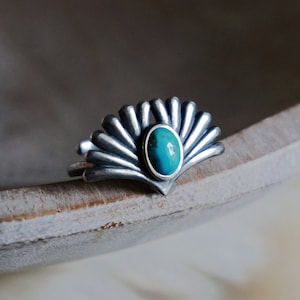 Prayer Turquoise Ring, Sterling Silver Adjustable Ring, Boho Turquoise Jewelry, December Birthstone, Lucky Ring, Birthday Anniversary Gift