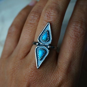 Elan Sterling Silver Ring, Turquoise Ring, Statement Ring, Boho Ring, Funky Ring, Adjustable Ring, Birthday Gift, Anniversary Gift image 6