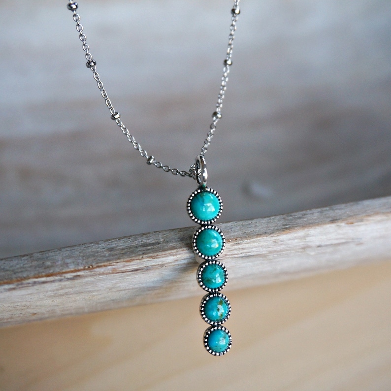 Ilaria Silver Necklace, Layer Necklace, Turquoise Necklace, Dainty Necklace, Birthstone necklace, Anniversary gift, Turquoise jewelry image 3