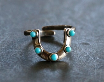 Horseshoe sterling silver Ring, Turquoise ring, midi Ring, stackable Ring, birthday gift, Anniversary gift, turquoise jewelry, unique ring