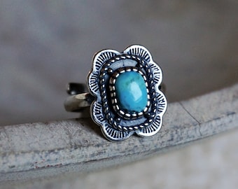 Asia Turquoise Ring Sterling Silver Gift for women December birthstone Native American Turquoise Jewelry Adjustable ring gift for her