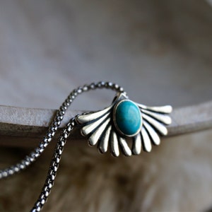Prayer Turquoise Pendant Necklace, Sterling Silver Turquoise Jewelry, Boho Gemstone Necklace, December Birthstone, Birthday Anniversary Gift