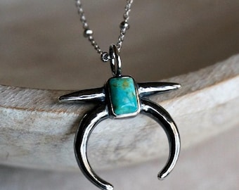Collar Naja de turquesa, colgante de media luna de plata de ley, de inspiración nativa americana, regalo de piedra natal de diciembre para mujer.