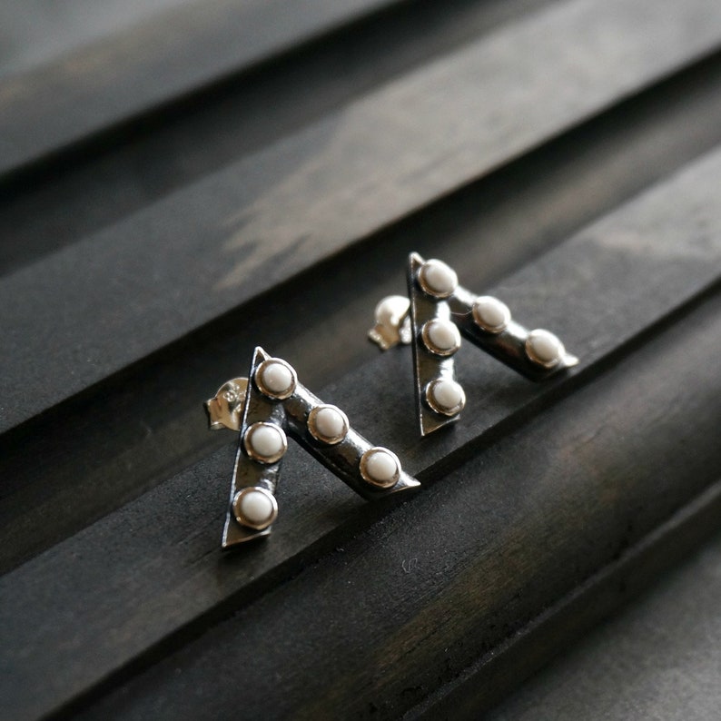 Boho Earrings Turquoise Earrings Stud Earrings Triangle Earrings Delicate Earrings Jacy Sterling Silver Earrings