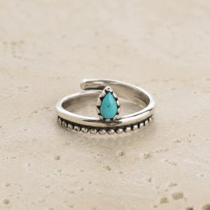 Sterling Silver Ring, Bipana Kingman Turquoise, Adjustable Southwestern