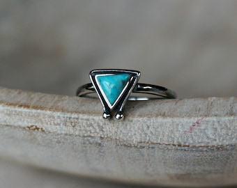 Hanale Genuine Turquoise Ring Sterling Silver Gift for women December birthstone Turquoise Jewelry Adjustable ring gift, Stackable Ring